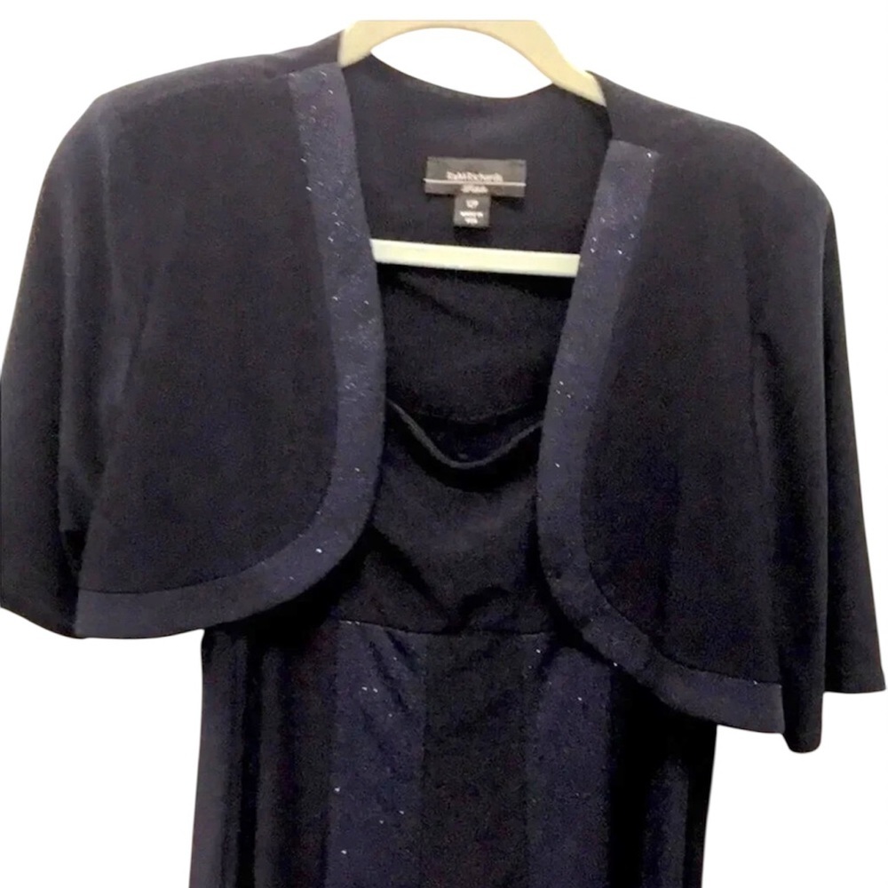 Vintage R&M Richards Fit & Flare Navy Blue Formal Dress With Blue Sparkles L 12P - Picture 4 of 6